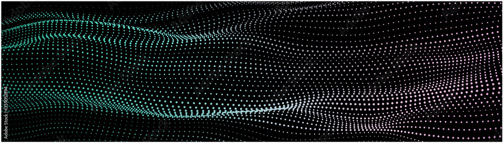 Aufkleber abstract gradient dynamic wave of particles. network of bright points or dots. big data. digital bac