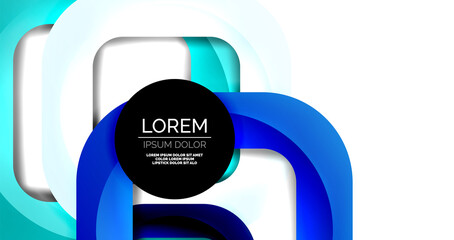 Fototapeta premium Square geometric vector abstract background, dynamic modern minimal template. Multicolored square shapes with round corners overlapping each other