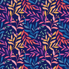 Fototapeta premium Vector floral seamless pattern. Hand drawn flowers illustration. Repeatable background.