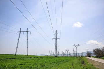 The electrical tower under sky