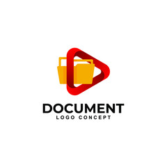 Documents with icon play template logo design inspiration. archive play Premium Quality symbol icon vector illustration