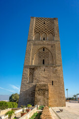 Fototapeta na wymiar Morocco, Rabat, Exterior of the Mausoleum of King Mohamed V and Tower of Hassan, as of 12 Dec 2019.