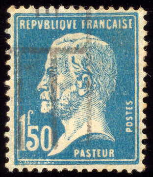 FRANCE - CIRCA 1923: A stamp printed in France, shows portrait of Louis Pasteur (1822 - 1895) - French chemist and microbiologist, with the inscription "Pasteur" , from the series "Pasteur"