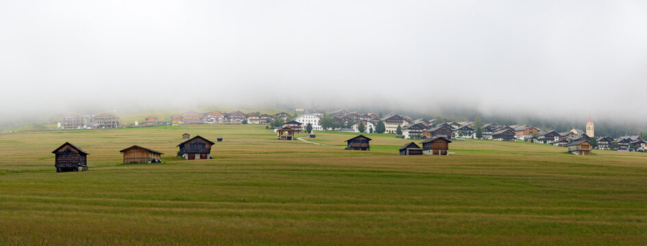 meadow slope below the village of Obertilliach in the Lesachvalley of Austria