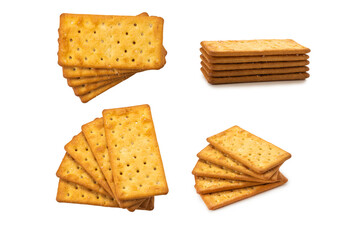 Cracker with salt isolated on white.