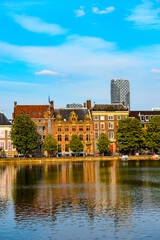 It's The Ridderzaal in Binnenhof with the Hofvijver lake. Meeting place of States General of the...
