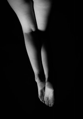 woman legs in black stockings