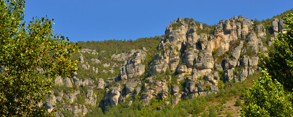 Architecture de roches naturelle des gorges du Tarn, Aveyron en Occitanie, France
