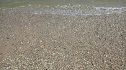 Beach with low tide.Soft sea wave with beach in Sri Lanka.