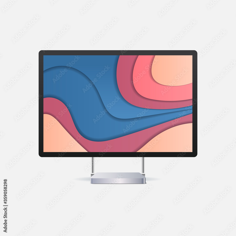 Aufkleber modern computer monitor with colored screen realistic mockup gadgets and devices concept vector illu