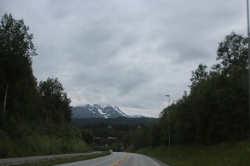 driving through the mountains
