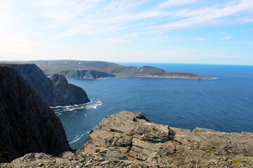 Nordkapp Cliff and rock and sea and sky and horizon 