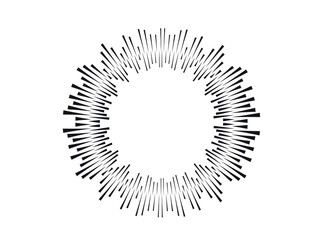 Radial speed Lines in Circle Form for comic books . fireworks Explosion background . Vector Illustration . Starburst
 round Logo . Circular Design element . Abstract Geometric star rays . Sunburst .