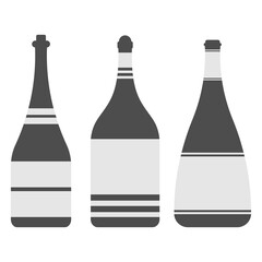 Three Wine Bottles Alcohol Champagne Drinks Illustration Vector