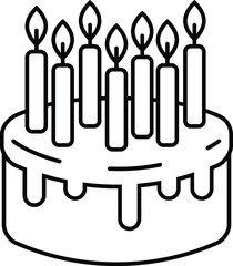 Birthday Cake Icon With Candles Sweet Party Dessert Symbol Vector Illustration