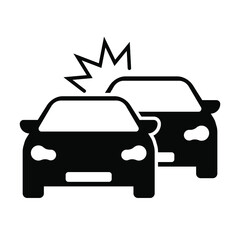 Car accident crush icon black isolated vector illustration