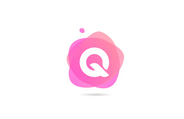 pink white Q alphabet letter logo for company and business with gradient design. Pastel template for corporate identity