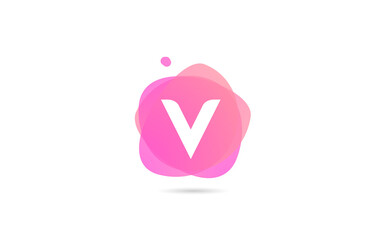 pink white V alphabet letter logo for company and business with gradient design. Pastel template for corporate identity