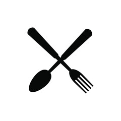 Spoon And Fork Icon Black Isolated Vector Illustration Restaurant Food Cutlery Symbol