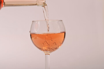 glass of rose wine close up