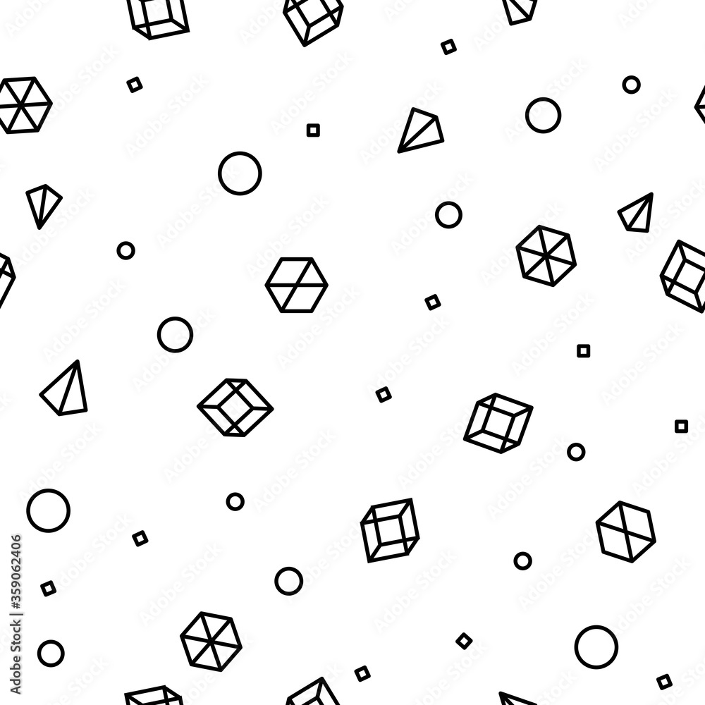 Poster geometric shape seamless pattern in memphis style. future mathematic pattern. simple isometric shape