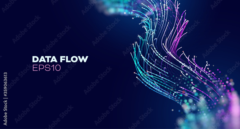 Poster futuristic wave, futuristic data stream vector background. data vortex stream technology. cyberpunk 