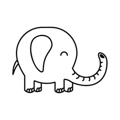 Elephant Isolated Vector Zoo Wildlife Icon Animal Colouring Drawing Illustration