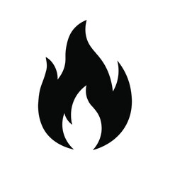 Fire flame vector icon black icon isolated on white background hot flammable symbol