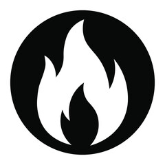 Fire flame vector icon black icon isolated on white background hot flammable symbol