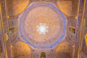 Fototapeta na wymiar Cupola of Gur-e Amir Mausoleum in Samarkand, Uzbekistan