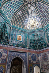 SAMARKAND, UZBEKISTAN: APRIL 27, 2018: Interior of one of the mausoleums of Shah-i-Zinda necropolis...