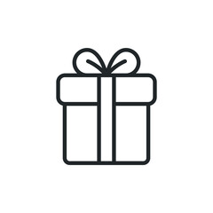 Black Gift Box Icon Vector Illustration Present With Ribbon Isolated Flat Design