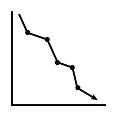 Down Arrow Sign Vector Financial Loss Illustration Losing Money Chart Isolated On White Background