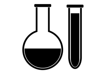 Icono negro de una probeta y un tubo de ensayos negro.