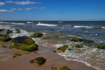 Kamienie na piaszczystej plaży © Rafal Kot