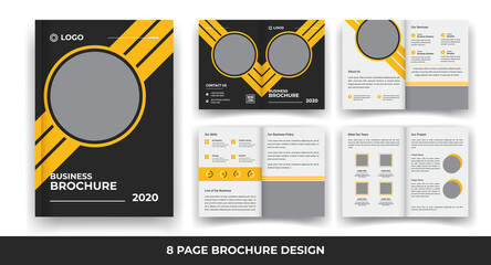 8 Pages creative business brochure with modern abstract design template.