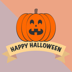 Halloween pumpkin character orange icon vector illustration