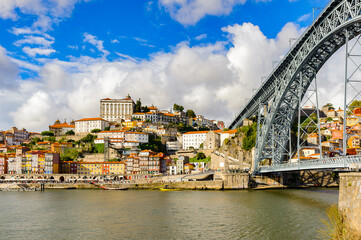 Fototapeta na wymiar Bridge Dom Luis I over the River Douro in Porto, Portugal