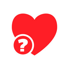 Red heart shape with question mark icon help sign support illustration valentines day