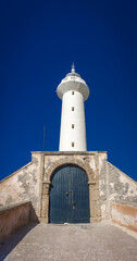 Fototapeta na wymiar Lighthouse Rabat built in 1920 - National Historic Heritage Site of Morocco