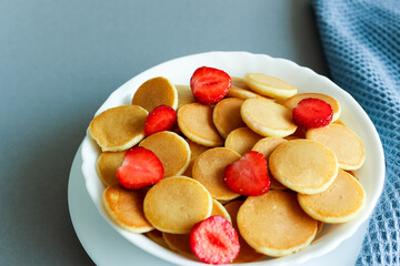 Homemade Freshly Cooked Pancake Cereal Served With Fresh Berries.