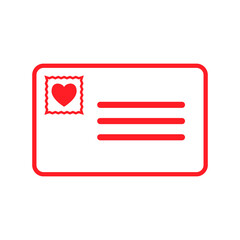 Romantic love letter icon red heart envelope symbol valentines day illustration