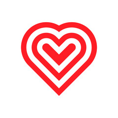 Red And White Heart Shape Logo Romantic Love Valentines Day Icon