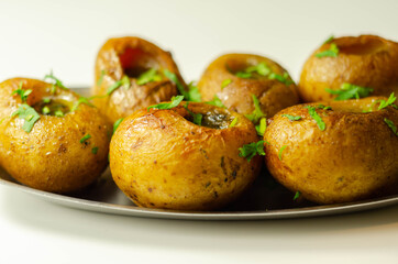 Mini jacket potatoes with a fragrant garlic butter infused with Italian truffle oil