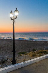 Sunset at the beach in Kaspiysk in the Republic of Dagestan, Russia
