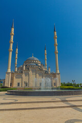 Fototapeta na wymiar Akhmad Kadyrov Mosque (officially known as The Heart of Chechnya) in Grozny, Russia