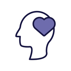 head human profile with heart line style icon