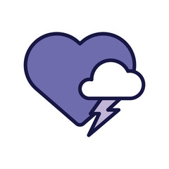 heart with cloud storm line style