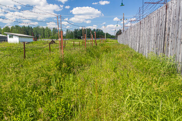 Various fences in the Museum of the History of Political Repression Perm-36 (Gulag Museum), Russia