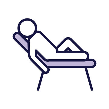 human figure avatar on beach chair line style icon